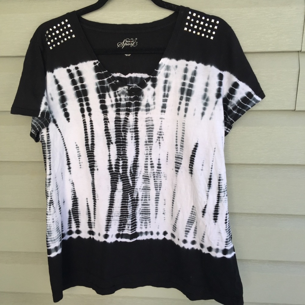 Style & Company tye dye tee with studs